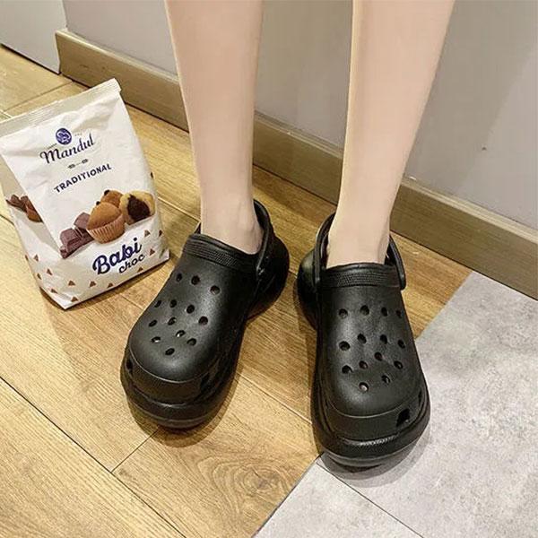 High-heeled Hole Shoes Women's Summer Wear Ins Fashion Non-slip Thick-soled Beach Daddy Sandals Heightened Sandals Slippers