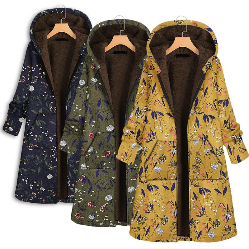 Women Winter Jacket Printed Thick Warm Hooded Parkas Coat Printed Long Casual Plus Size Jacket and Coat 2021 Winter New Lady Warm Coats