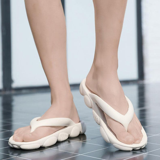 Couple's Solid Color Non-slip Large Size Outdoor Slippers Men's and Women's Spring Summer Soft Slippers Household Soft Sole Flip Flops