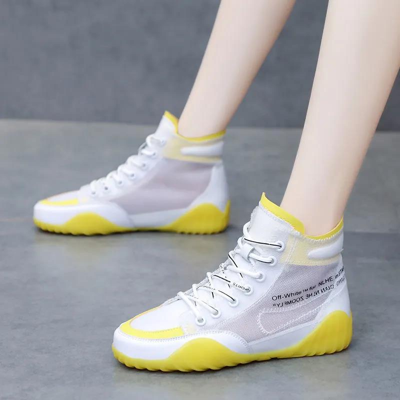 Shoes Women's Trendy Shoes Summer High-top Shoes Breathable Gauze Mesh Canvas Jelly Shoes Net Shoes