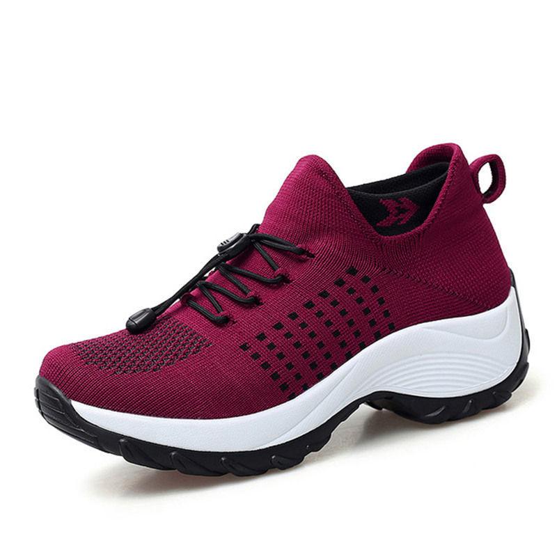 Women Flat Platform Shoes Women Non Slip Soft Sole Sneakers Breathable Mesh Tennis Ladies Sock Sneakers