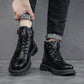 Plus Velvet Padded Winter Warm Snow Boots Men's Leather Cotton Shoes Waterproof Non-slip Trendy Martin Boots