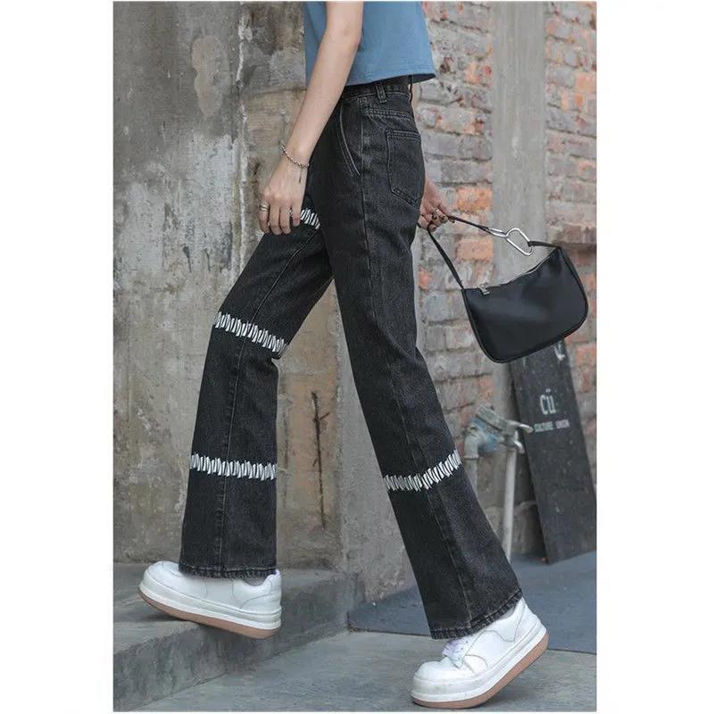 High-waisted Straight Jeans Women's Spring New 2022 New Design Niche Fashion Western-style Wide-leg Pants