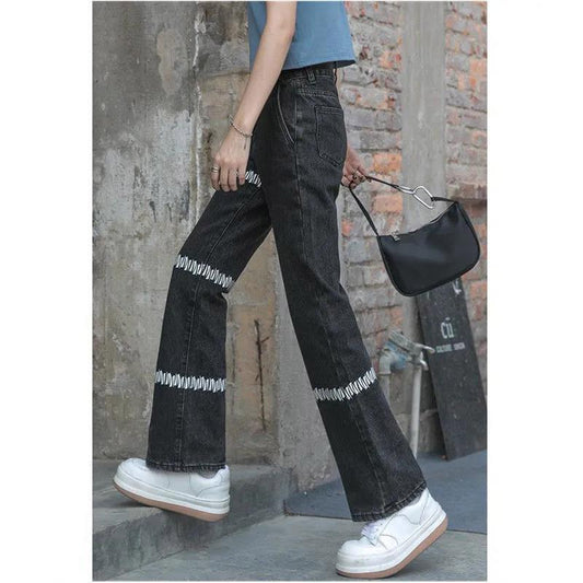 High-waisted Straight Jeans Women's Spring New 2022 New Design Niche Fashion Western-style Wide-leg Pants