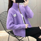 Stand Collar Women's Cardigan Sweater Short Jacket Knit Top Spring Autumn Solid Color Loose Sweater Outer Wear