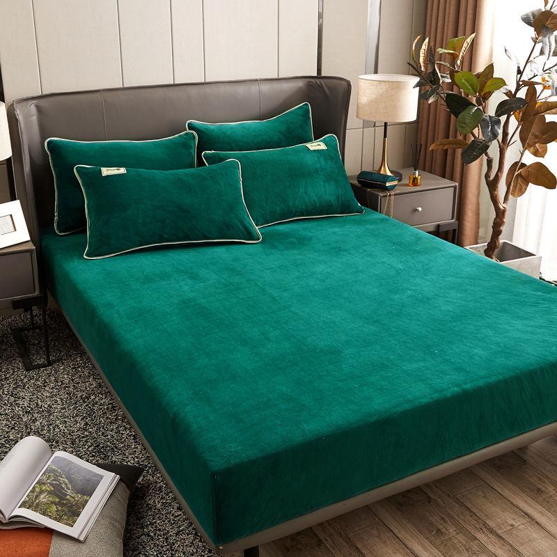 3pcs/set Thick Coral Velvet Mattress Cover Crystal Velvet Bedspread Plus Velvet Flange Winter Warm Bed Cover