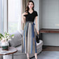 M-XXXL 2 Pieces Ladies Suit Skirt Spring and Summer Short Sleeve  Mid-length Casual Vacation Office Home
