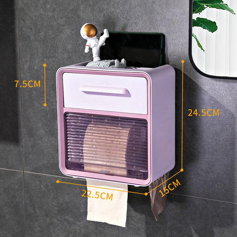 Toilet Tissue Box Draw Paper Box Bathroom Wall-mounted Punch-free Paper Box Toilet Paper Storage Box Toilet Paper Box Waterproof