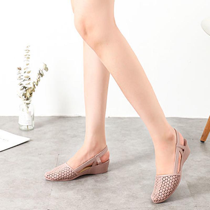 Fashion Sandals Female Summer Hollow Slope with Breathable Soft Bottom Plastic Sandals Travel Non-slip All-match Fairy Shoes