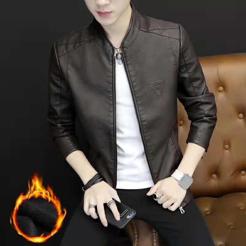 Men Leather Jacket Fashion Autumn Motorcycle PU Leather Winter Bomber Jackets Outerwear Leather Coat