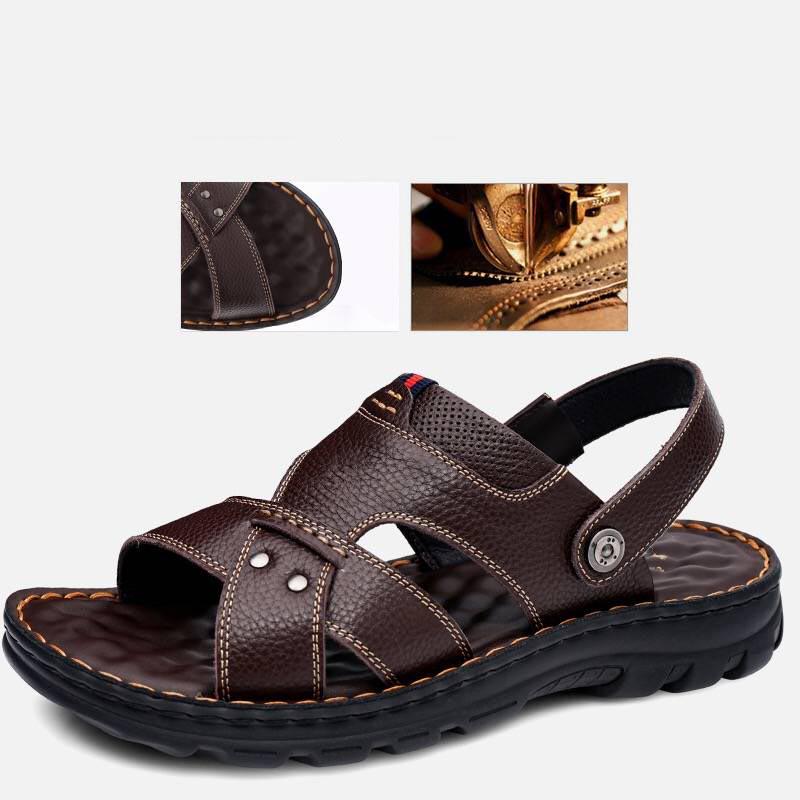 Summer Men's Sandals Leather Non-slip Shoes Platform Sandals Slippers Men's Shoes Beach Shoes