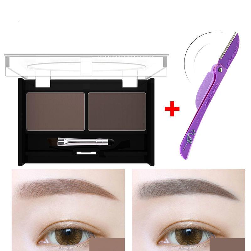 Eyebrow powder sweat-proof color eyebrow eye shadow Send eyebrow brush eyebrow knife two-color