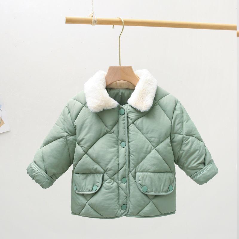 Girls' Padded Warm and Windproof Jacket Plus Velvet Thick Winter Clothes