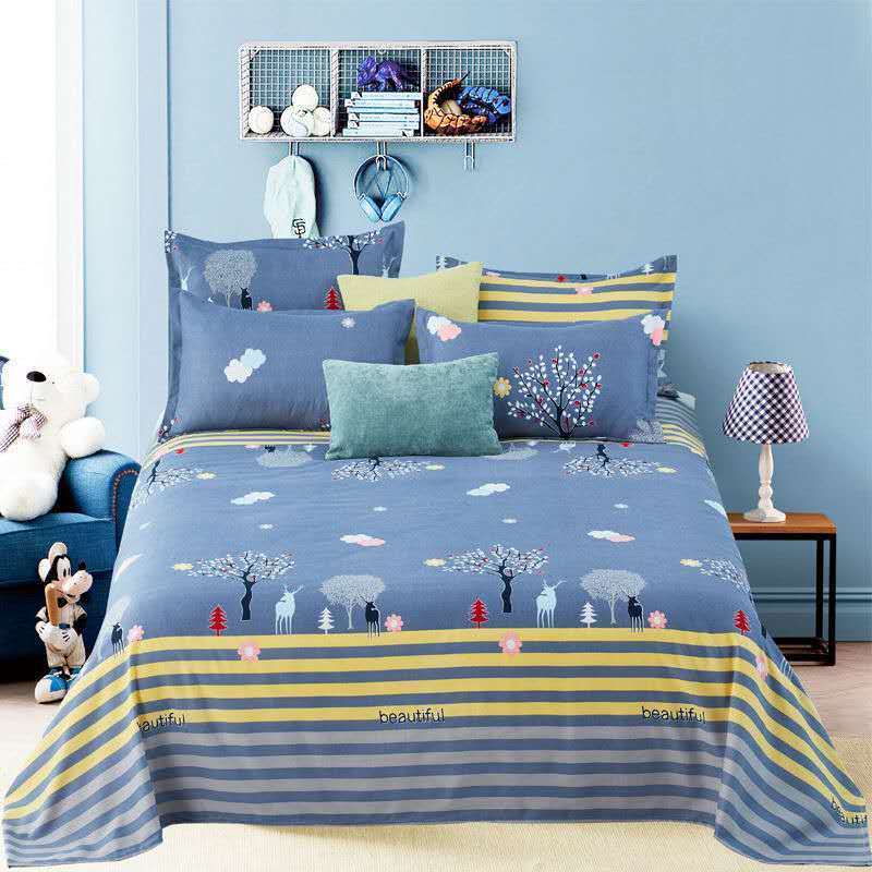 Three-piece Cotton Sheets Thick Single-piece Sheets Two Pillowcases Single Double Multi-specification Four Seasons Universal Washable