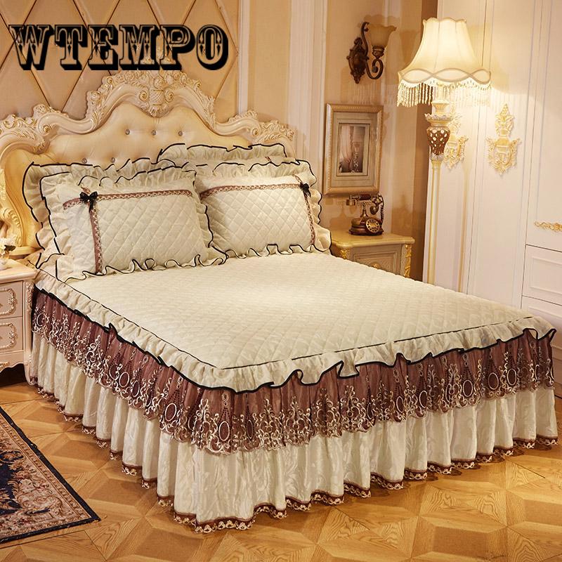 Skirt Fitted Sheet Modern Romantic Lace Bed Valances Princess Bedroom