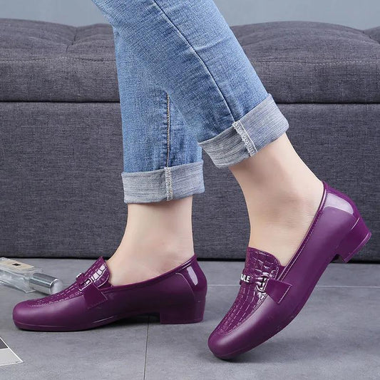 Women's Rain Boots Shallow Mouth Waterproof Low-top Short Tube Spring and Autumn Outer Wear Kitchen Non-slip Wear-resistant Soft-soled Work Shoes