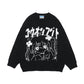 Women Sweater Anime Knitted Jumper White Black Pink Pullover Sweaters Fashion Autumn Winter Lady Knitwear Top Clothes