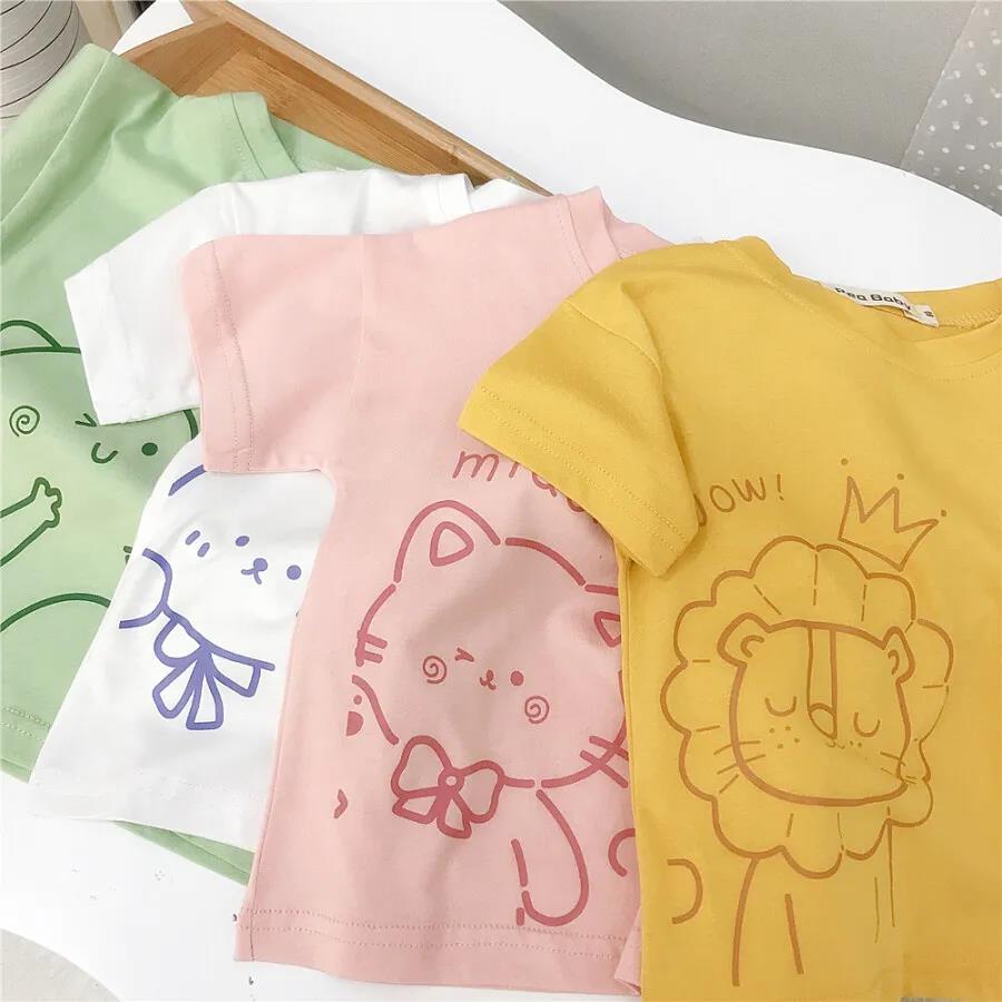 Kids Girl T Shirt Summer Baby Cotton Tops Toddler Tees Clothes Children Clothing Cartoon T-shirts Short Sleeve Casual Wear