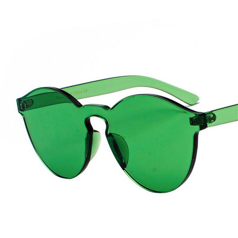WTEMPO Rimless Transparent Colorful Oval Sunglasses Women Brand Deisgner Integrated Plastic Mens Sun