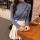 Pofulove 10 Colors Women Knitted Warm Solid Half Turtleneck Loose Sweater Blouse Solid Color Sweater