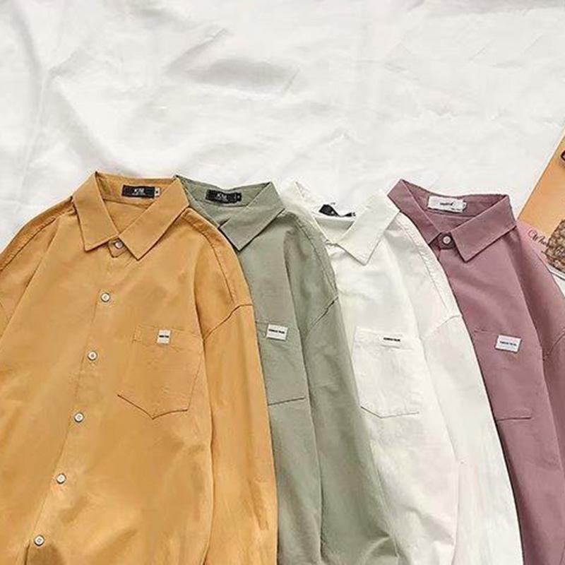 Spring and Autumn Shirts Men's Korean Trend Shirts Simple Inch Shirts Casual Bottoming Shirts Jacket Tops
