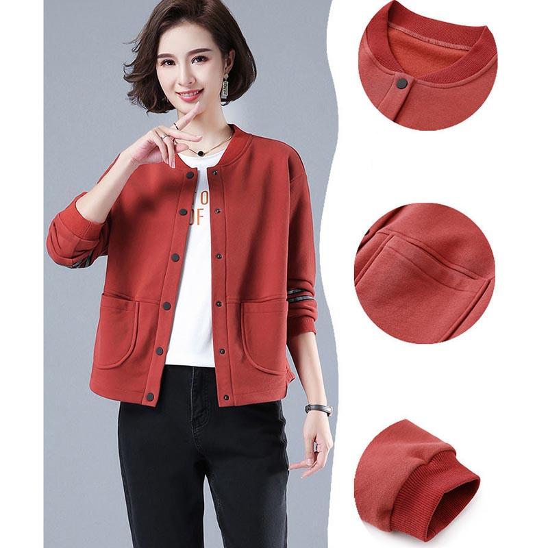 Cotton Spring Jacket Women's Short Loose Large Size Sports Baseball Uniform Casual Long Sleeve Top