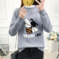 Pofulove Korean Wild Loose Long Sleeve Sweater Winter Half-high Collar Thick Sweater Women