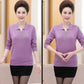 Autumn and Winter Women's Loose and Casual Plus Size Sweater Fashion Solid Color Lapel Long Sleeve Mother Clothes