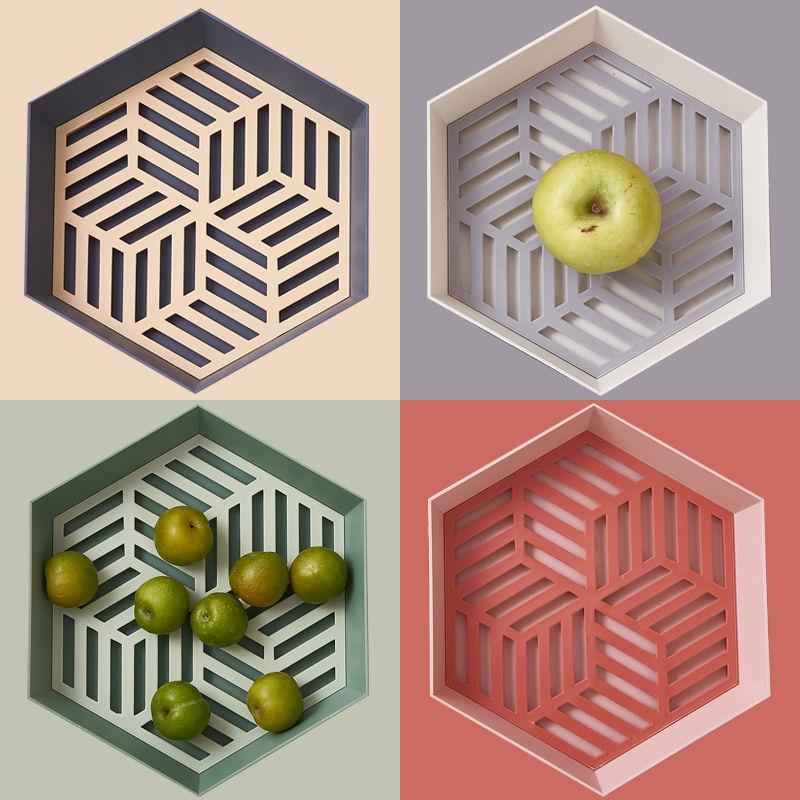 Double Drain Basket Fruit Plate Creative Fashion Living Room Coffee Table Snack Fruit Plate Multifunctional Kitchen Washing Fruit Basket