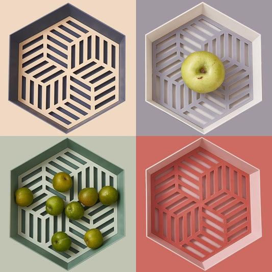 Double Drain Basket Fruit Plate Creative Fashion Living Room Coffee Table Snack Fruit Plate Multifunctional Kitchen Washing Fruit Basket