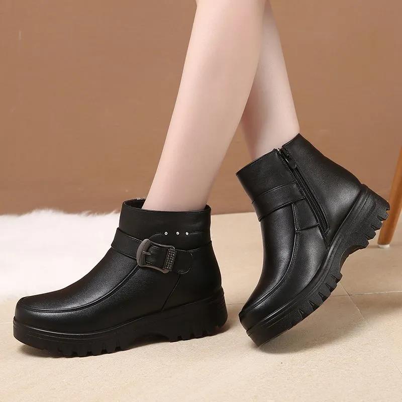 Winter Snow Cotton Shoes Women Plus Velvet Padded Short Boots Non-slip Soft-soled Cotton Boots