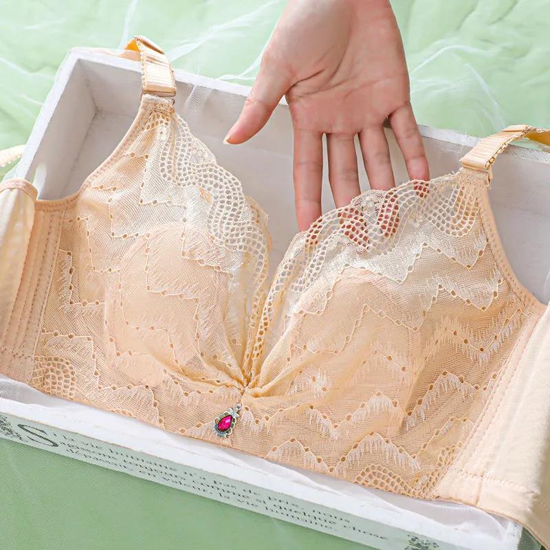 Ultra-thin Lace Breathable Rabbit Ears No Steel Rings Gathering Adjustable No Sponge Anti-Sagging Ladies Underwear Bra