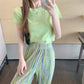 Summer Suit Women's Round Neck Short-sleeved T-shirt Loose Straight Wide-leg Pants Two-piece Casual Sports Suit Home Service