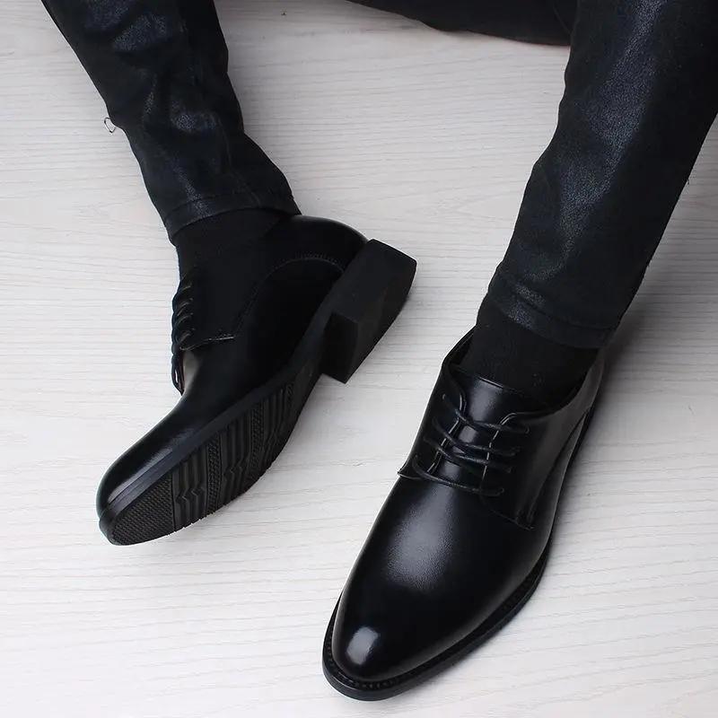 Men's Business Leather Shoes British Lacing Shoes Youth Formal Dress Simple All Match Wedding Moccasin Shoes