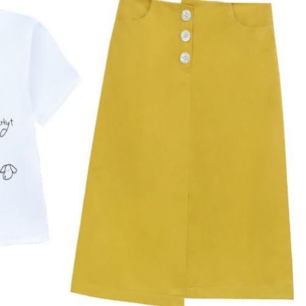 Fashion Skirt Summer Women Skirt Cotton Single-breasted Green Skirt Plus Size Casual Skirts Pocket Sexy Skirts Women