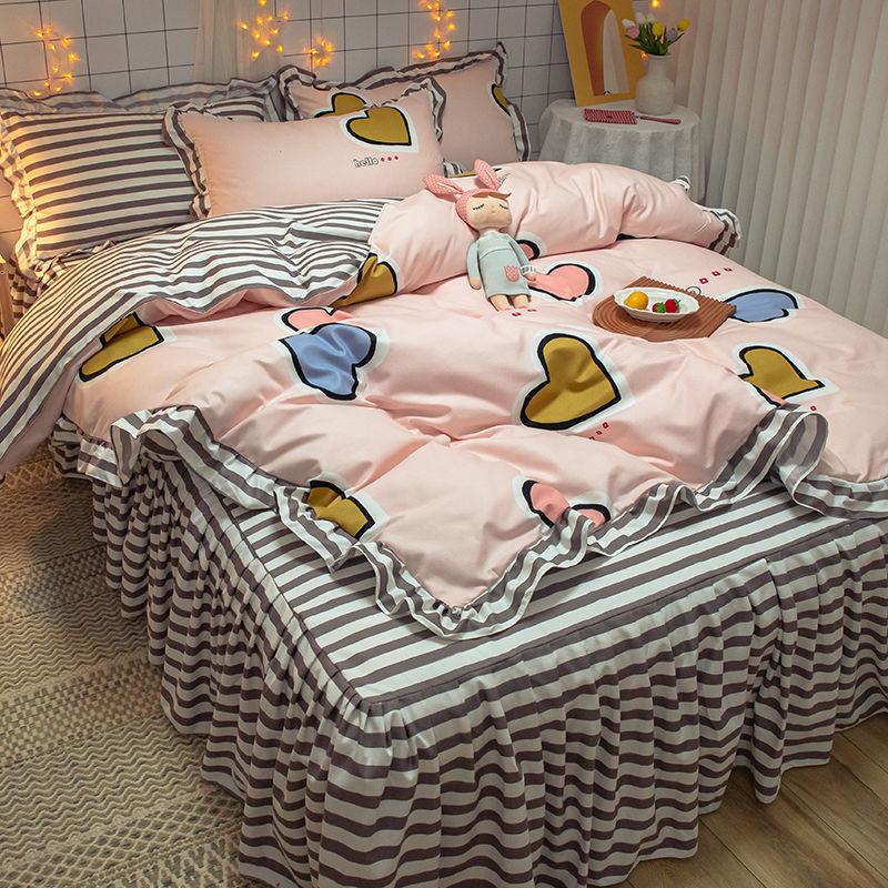 Bedding Sets Quilt Cover Cotton Four-piece Bedding Set Bed Skirt  Bed Linen Bed Cover Princess Style Duvet Cover Bedding Quilt Cover Bed Sheet