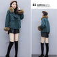 Parker Overcome Female Imitation Fox Big Fur Collar Lamb Wool Short Frock Coat with Velvet To Keep Warm and Comfortable