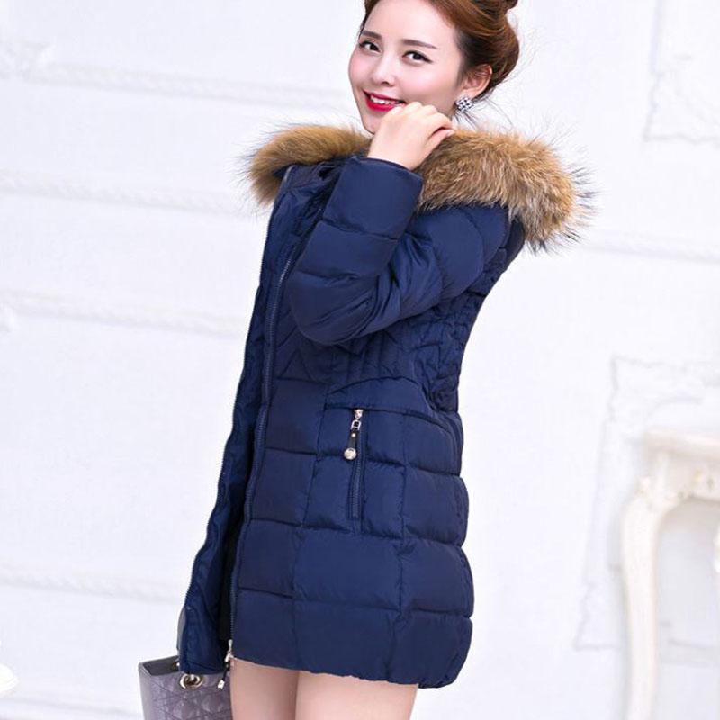 Down Jacket Winter Korean Fashion Big Fur Collar Mid-length Hooded Thick Warm Large Size Jacket Suitable for Women