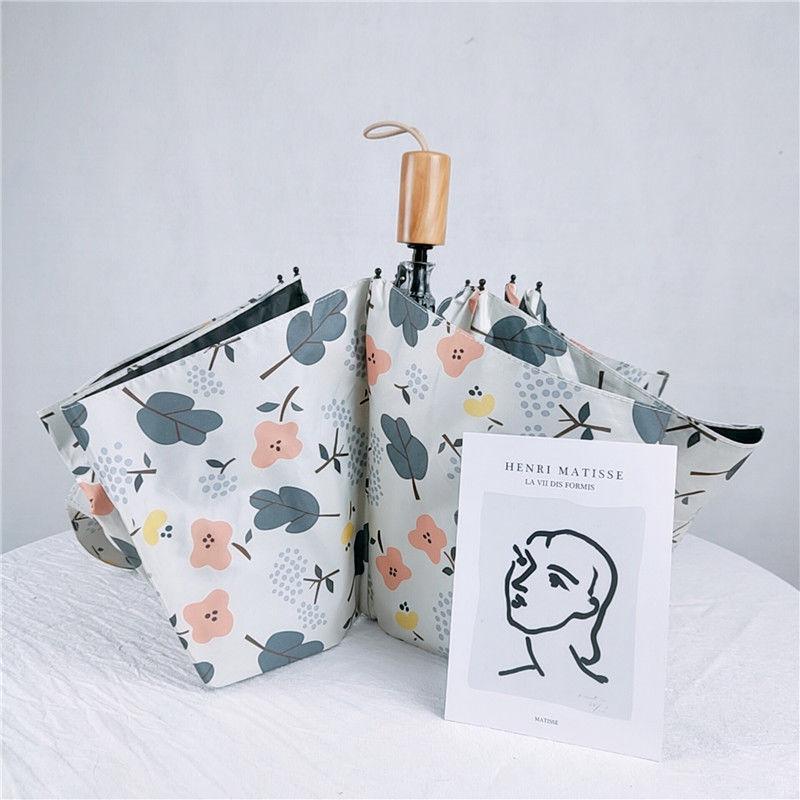 Sunny Umbrella Dual-use Three-fold UV Portable Folding Sunshade Black Plastic Umbrella for Men and Women