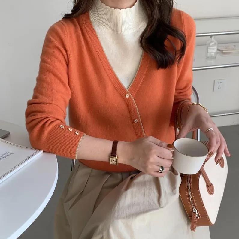 Splicing Two-piece Half Turtleneck Long-sleeved Sweater Fashion Color Block Pullover Slim Fit Short Sweater