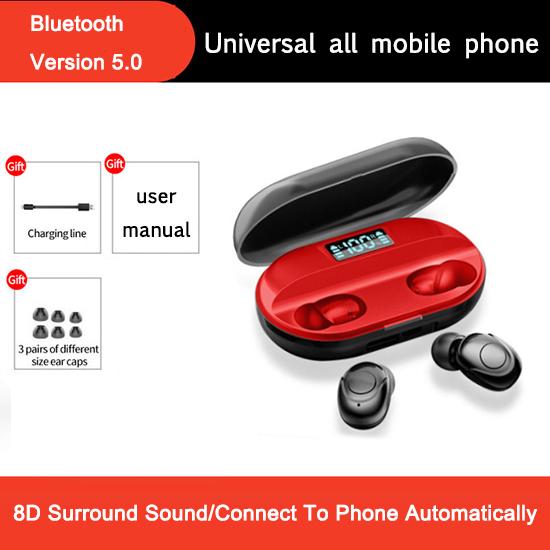 Wireless Earphones Bluetooth LED Digital Display Long Call Standby Time Stereo Handsfree Headset Mic