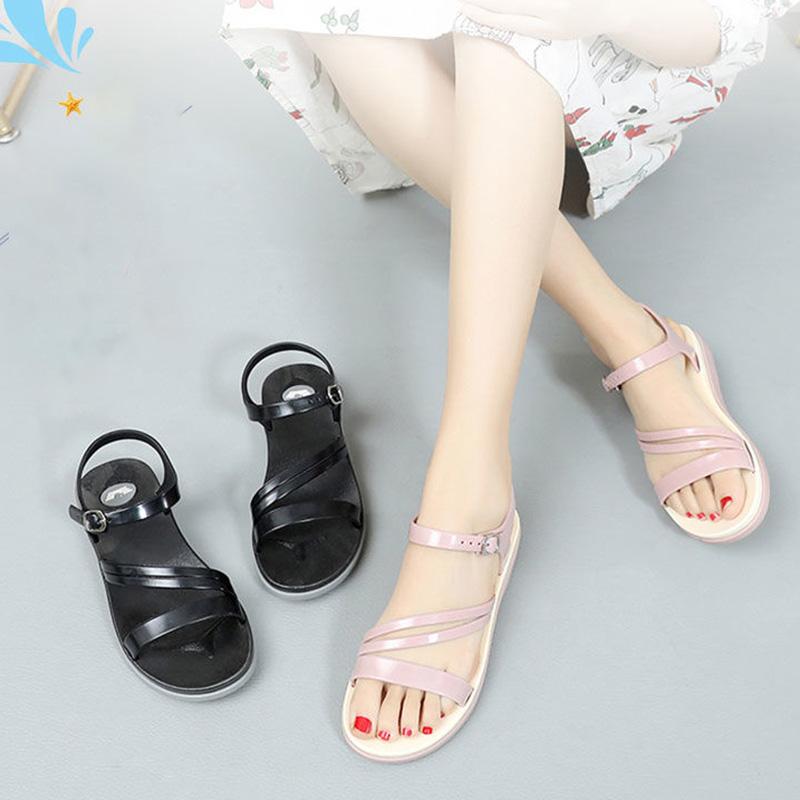 Sandals Women's Summer Flat Bottom Fashion All-match Mid-heel Platform Sandals and Slippers Outside Wear Non-slip Beach Jelly Shoes Sandals