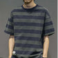 New Men's Short-sleeved T-shirt Round Neck Summer Compassionate Striped Tide Brand Cotton Loose Half-sleeved