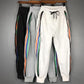Harem Casual Pants Men's Striped Nine-point Sports Pants Loose Leggings Sweatpants Trend Zipper Pencil Pants