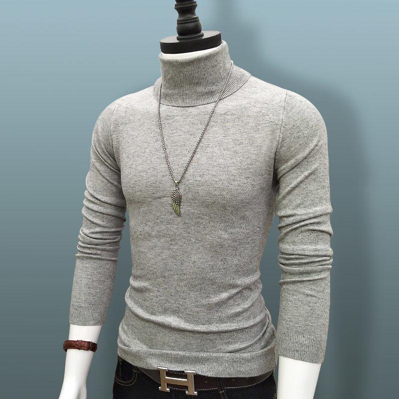 Turtleneck Sweater Men's Thick Autumn and Winter Korean Knit Sweater Thick Warm Bottoming Shirt Slim Shirt Long Sleeves