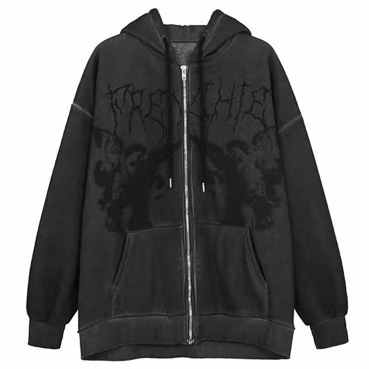Angel Cardigan Sweater Genderless Dark Style Street Loose Wild European and American Hip-hop Top Coat
