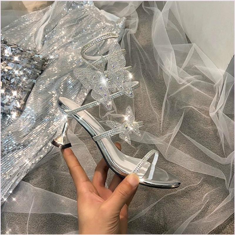 Rhinestone sandals female sexy wild fairy style stiletto heels fashion outside wear women's shoes