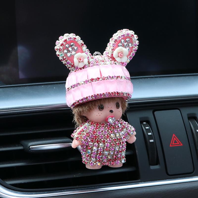 Crystal Rabbit Ears Doll Aroma Diffuser Car Creative Decoration Accessories Air Conditioning Outlet Plug-in