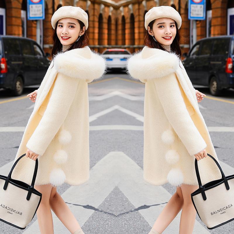 Fashion Women's Woolen Coat Popular Korean Imitation Mink Velvet Gold Mink Mid-length Coat
