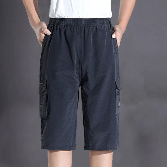 Men's Summer Cropped Pants Large Size Casual Loose Cotton Comfortable Breathable Cool Shorts Pockets Decorative Overalls Shorts